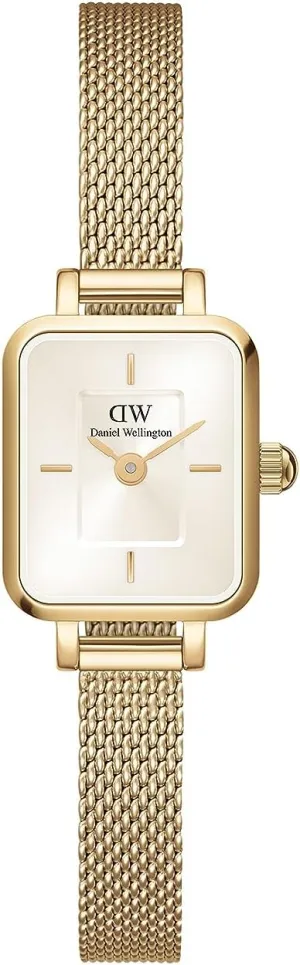 Daniel Wellington Quadro Mini Women’s Watch - 15.4x18.2mm Case, Japanese Quartz Movement, 316L Stainless Steel Mesh Strap, Water Resistant, Small Wrist Watch for Women