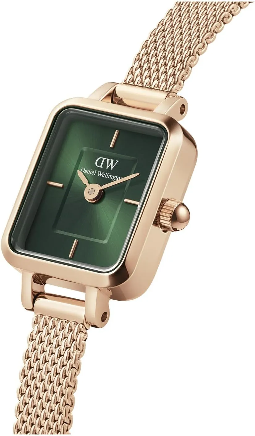 Daniel Wellington Quadro Mini Women’s Watch - 15.4x18.2mm Case, Japanese Quartz Movement, 316L Stainless Steel Mesh Strap, Water Resistant, Small Wrist Watch for Women