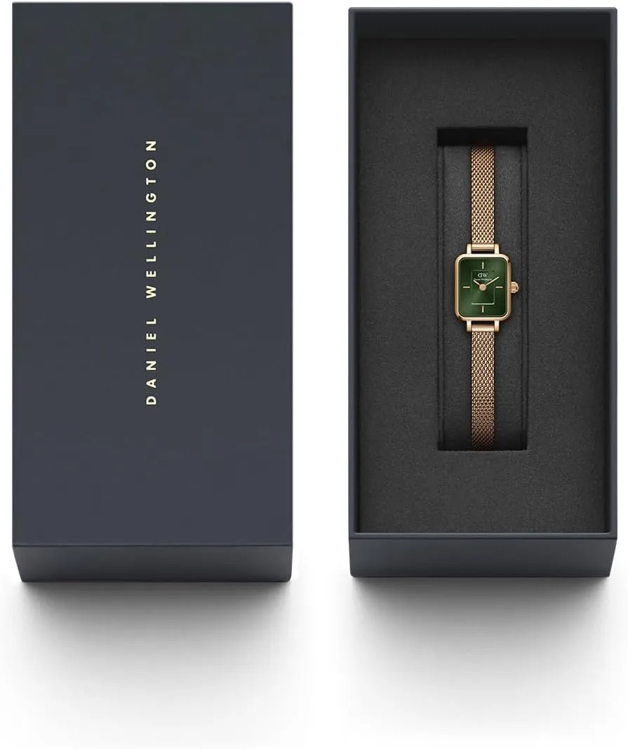 Daniel Wellington Quadro Mini Women’s Watch - 15.4x18.2mm Case, Japanese Quartz Movement, 316L Stainless Steel Mesh Strap, Water Resistant, Small Wrist Watch for Women