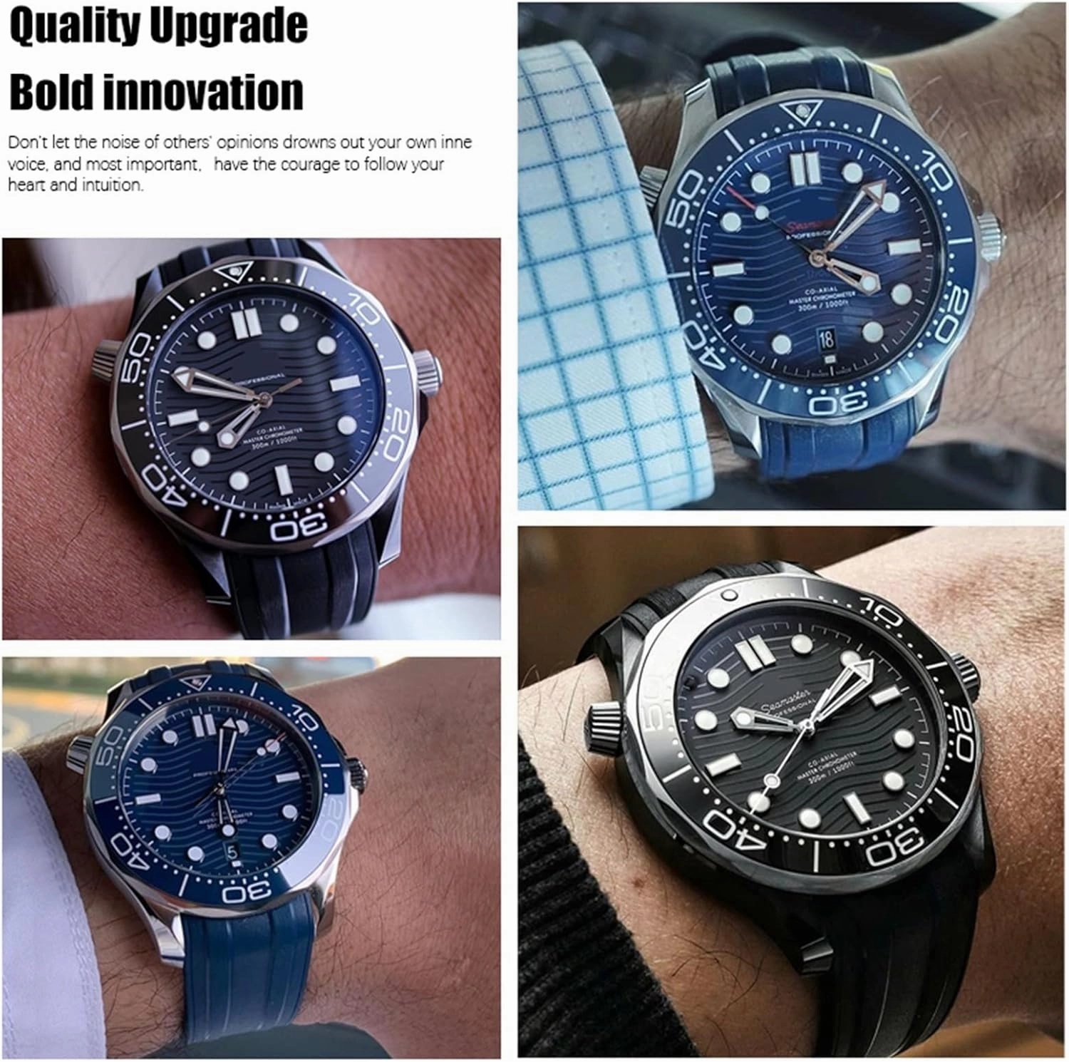 DASEB Fluorous Rubber Watchband 19mm 20mm 21mm For Omega Seamaster 007 Rose Gold Buckle Soft Waterproof Silicone Watch Strap