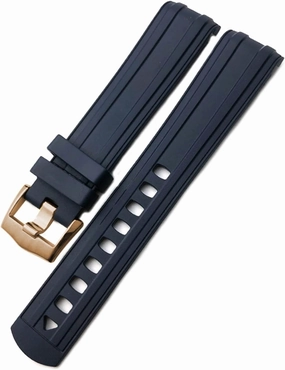 DASEB Fluorous Rubber Watchband 19mm 20mm 21mm For Omega Seamaster 007 Rose Gold Buckle Soft Waterproof Silicone Watch Strap