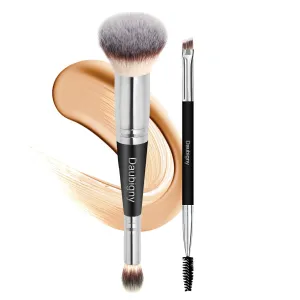 Daubigny Makeup Brushes Dual-ended Foundation Brush Concealer Brush Eyebrow Brush Perfect for Any Look Premium Luxe Hair Rounded Taperd Flawless Brush Ideal for Liquid, Cream, Powder,Blending, Buffing,Concealer