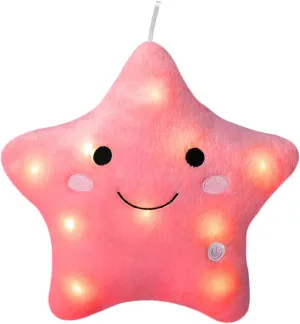 DearSun 13''Creative Twinkle Star Colorful Night Light Plush Pillows Light up Night Stuffed Toys Perfect for Birthday Christmas Holiday Valentines (Deep Pink)
