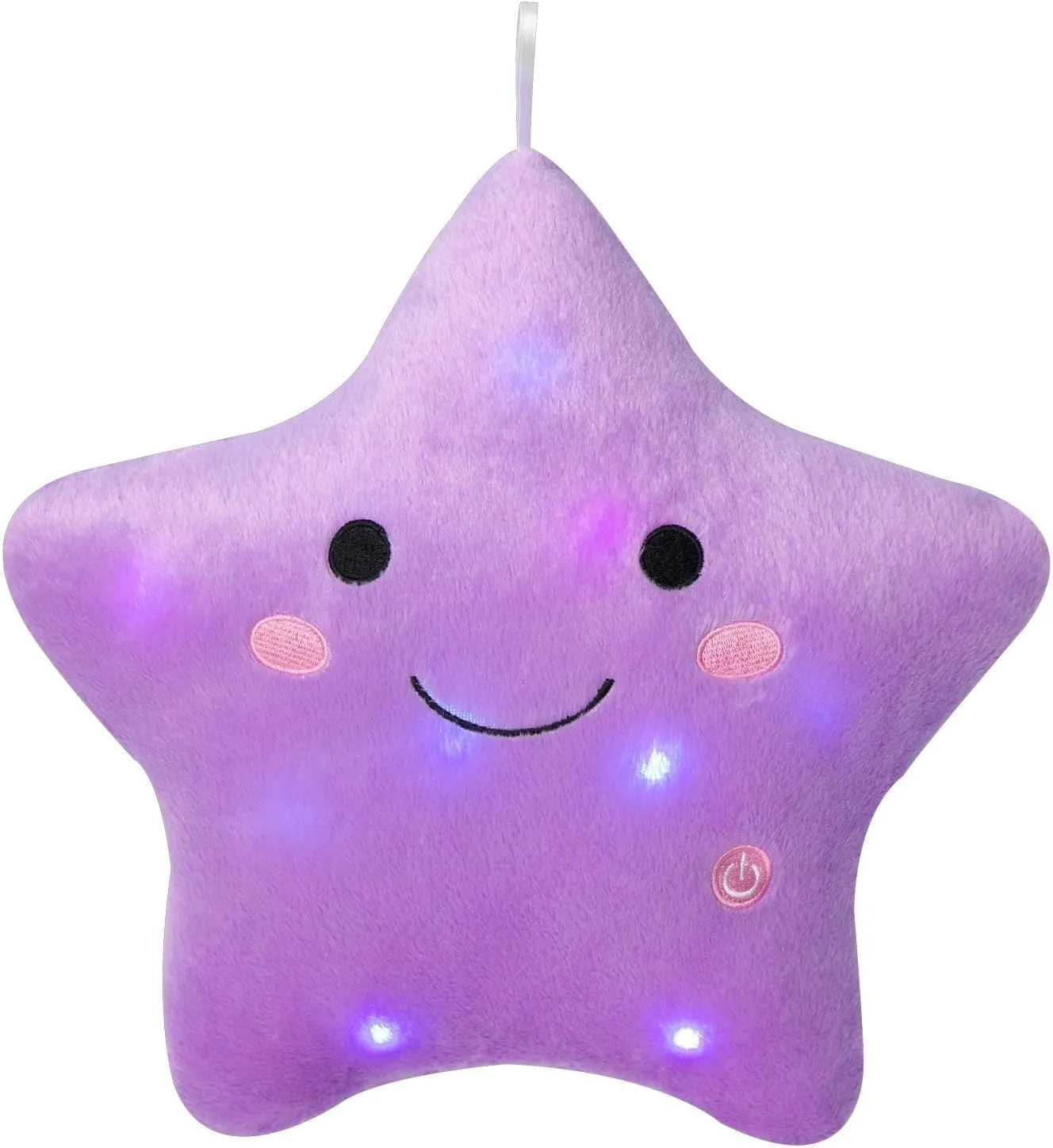 DearSun 13''Creative Twinkle Star Colorful Night Light Plush Pillows Light up Night Stuffed Toys Perfect for Birthday Christmas Holiday Valentines (Purple)