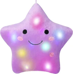 DearSun 13''Creative Twinkle Star Colorful Night Light Plush Pillows Light up Night Stuffed Toys Perfect for Birthday Christmas Holiday Valentines (Purple)