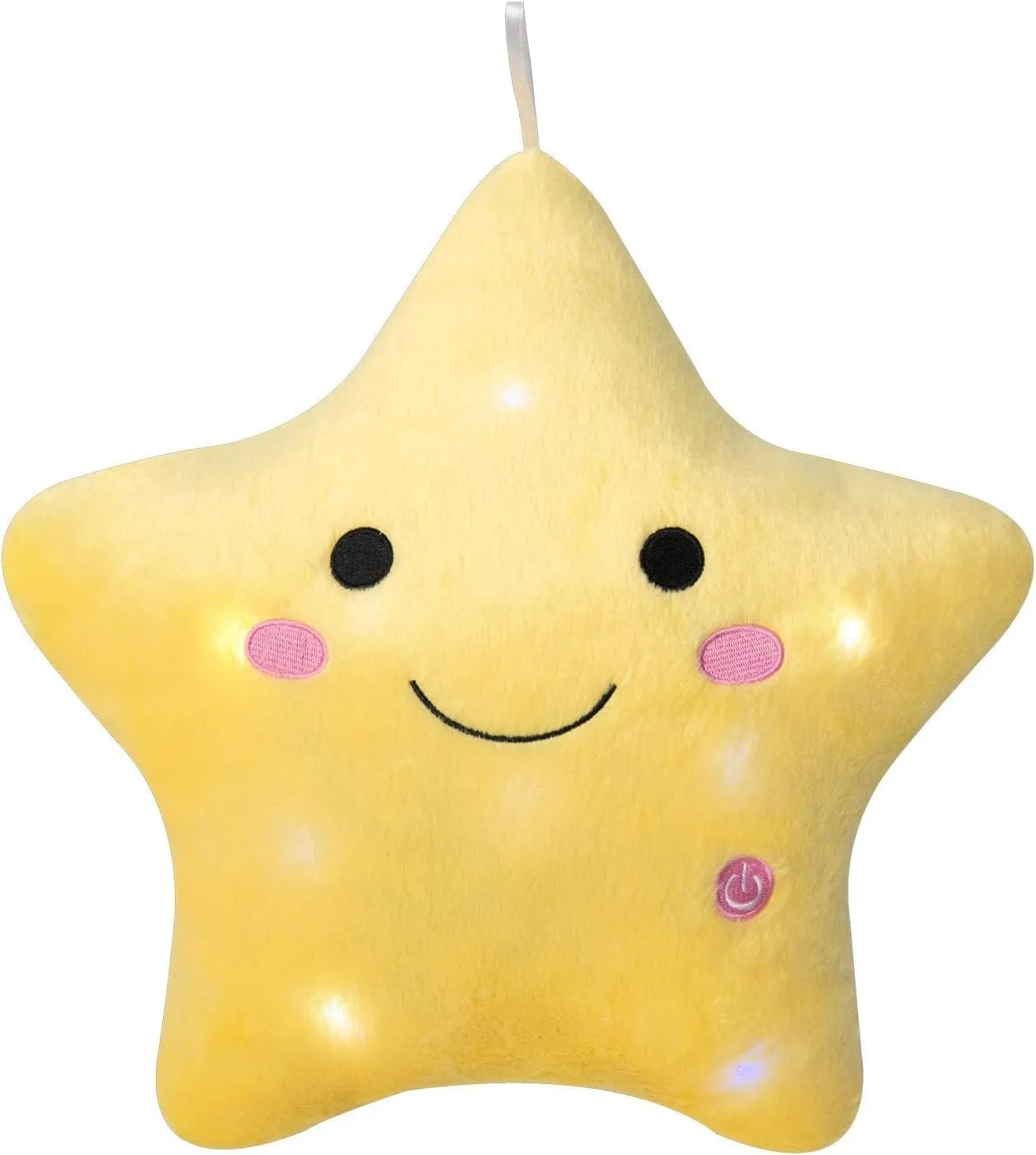 DearSun 13''Creative Twinkle Star Colorful Night Light Plush Pillows Light up Night Stuffed Toys Perfect for Birthday Christmas Holiday Valentines (Yellow)