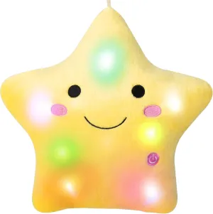 DearSun 13''Creative Twinkle Star Colorful Night Light Plush Pillows Light up Night Stuffed Toys Perfect for Birthday Christmas Holiday Valentines (Yellow)