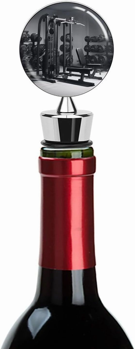 Decorative Wine Stoppers for Wine Bottles,Gym Equipment Print Reusable Zinc Alloy Champagne Stoppers,Funny Cute Wine Bottle Corks Stoppers with Silicone,Wine Accessories Gifts for Men Women