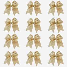 DEEKA 12 PCS 7" Large Glitter Cheer Bows Shiny Cheer Hair Bows Ponytail Holder Handmade for Cheerleader Girls Softball Sports -Gold