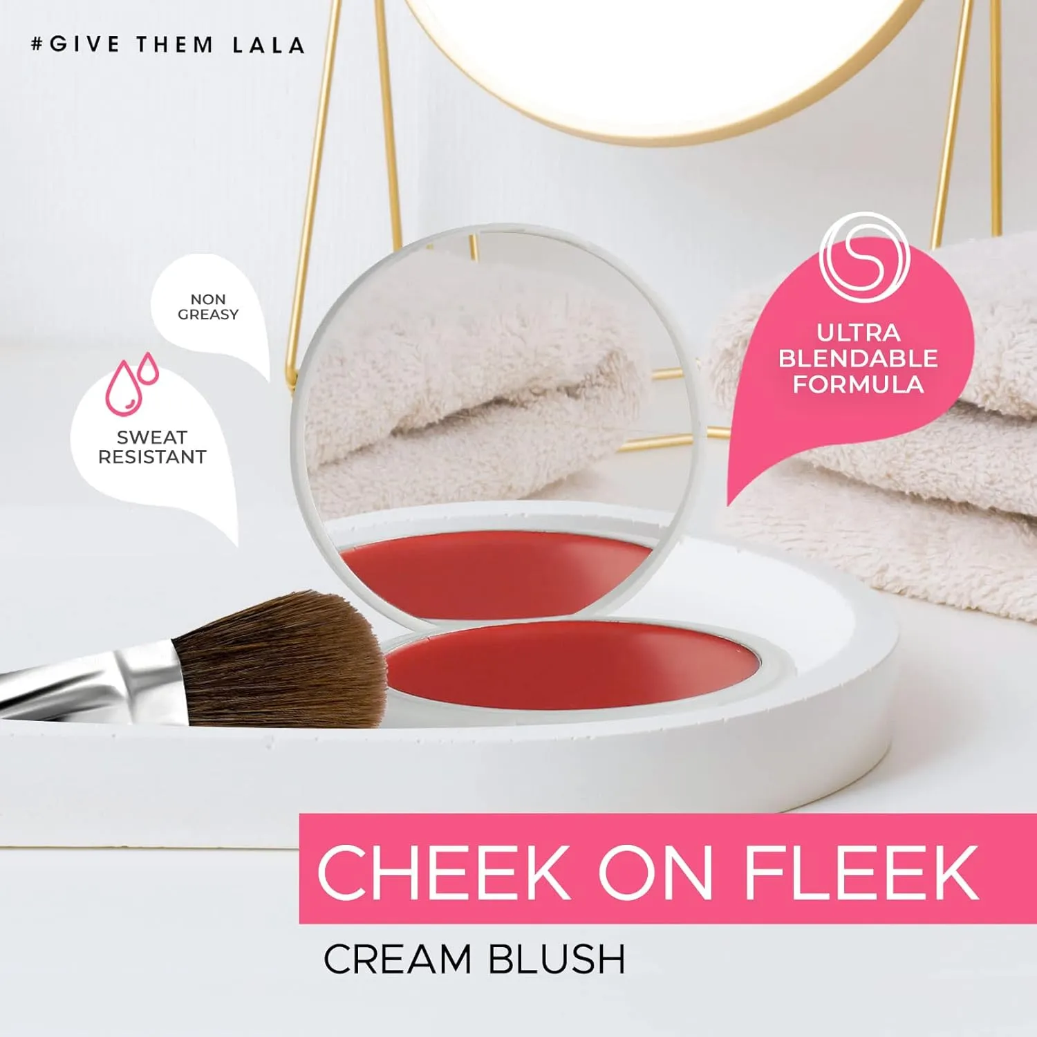 Deep Coral Cream Blush, ‘Are U Single’ By Give Them Lala- Ultra-Blendable Cream Blush For Cheeks- Natural Creamy Makeup Blush- Cruelty-Free Pigmented Cheek Tint- Water & Sweat Resistant, 0.26oz