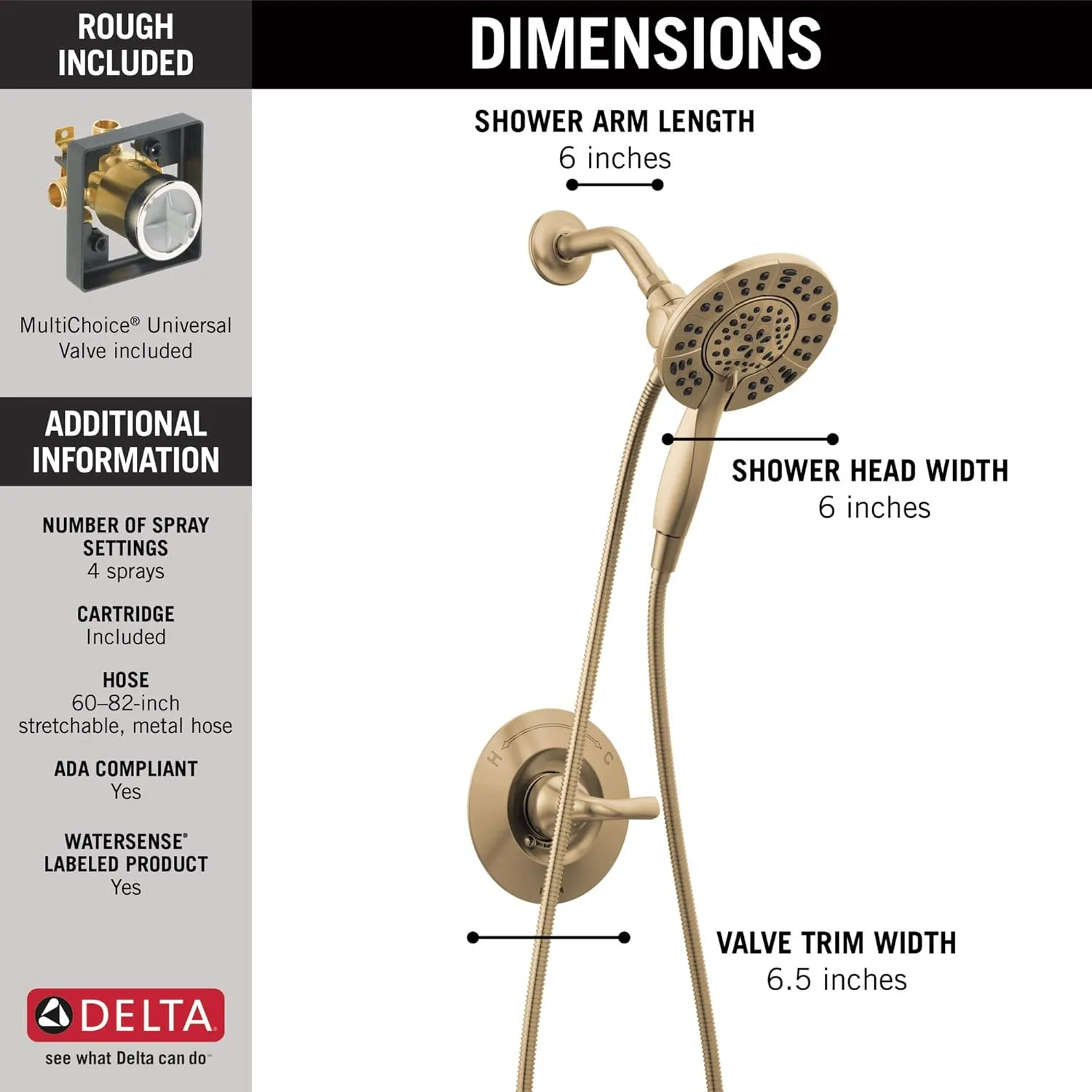 DELTA 142840-CZ-I Arvo Shower Only, Champagne Bronze