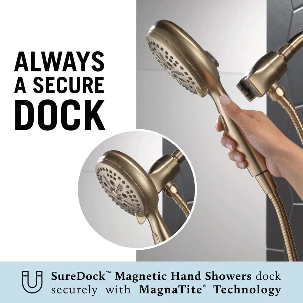 Delta Faucet 54810-CZ-PK SureDock Magnetic Hand Shower, Champagne Bronze, 7 Spray Settings