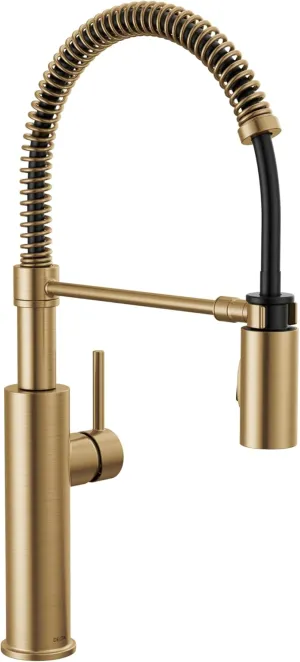 Delta Faucet Antoni Pro Commercial Style Kitchen Faucet with Pull Down Sprayer, Gold Commercial Kitchen Faucet, Spring Kitchen Faucet, Delta Kitchen Sink Faucet, Champagne Bronze 18803-CZ-DST