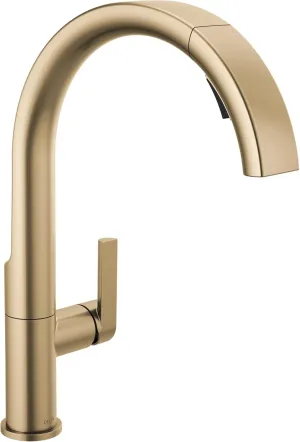 Delta Faucet Keele Kitchen Faucet with Pull Down Sprayer, Champagne Gold Kitchen Sink Faucet, Modern Kitchen Faucet, Sprayer, Single Hole, Champagne Bronze 19824LF-CZ