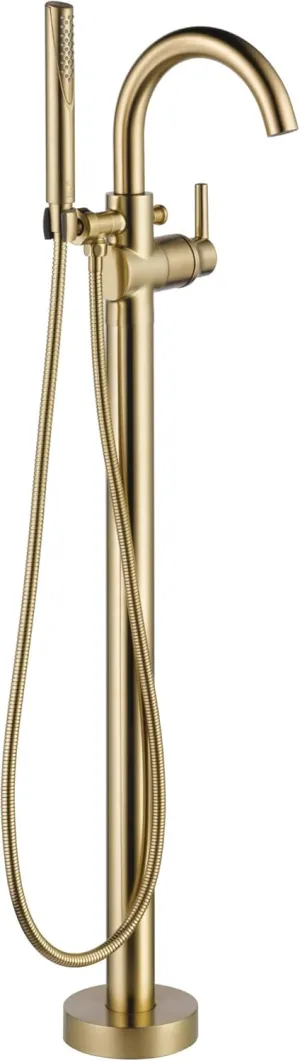 Delta Faucet Trinsic Floor-Mount Freestanding Tub Filler with Hand Held Shower, Champagne Bronze T4759-CZFL (Valve Not Included)