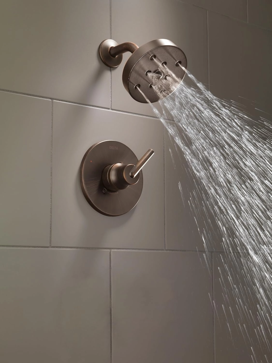 Delta Faucet Trinsic 14 Series Single-Function Shower Trim Kit with Single-Spray H2Okinetic Shower Head, Champagne Bronze T14259-CZ (Valve Not Included)