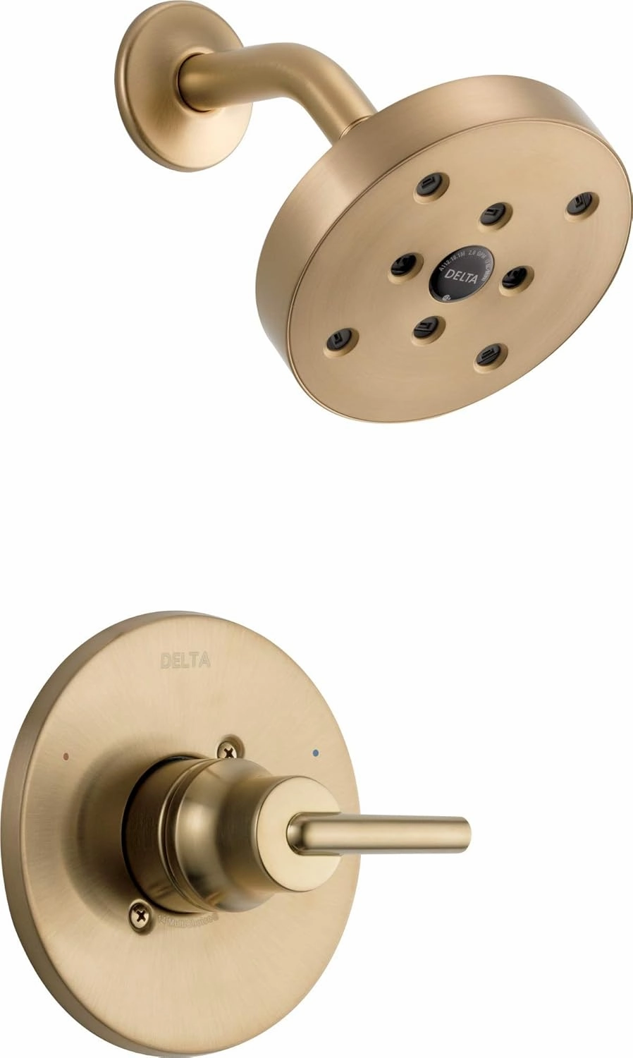 Delta Faucet Trinsic 14 Series Single-Function Shower Trim Kit with Single-Spray H2Okinetic Shower Head, Champagne Bronze T14259-CZ (Valve Not Included)