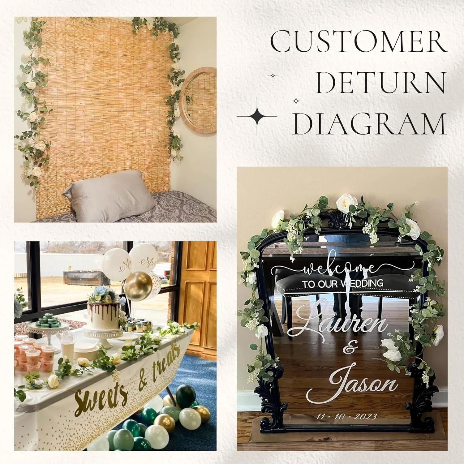 Der Rose 2Pack 13Ft Artificial Eucalyptus Flower Garland with Fake Rose Flower Vine Seeded Eucalyptus Leaves Greenery Garland for Wedding Table Backdrop Party Centerpiece Room Decor (Champagne)