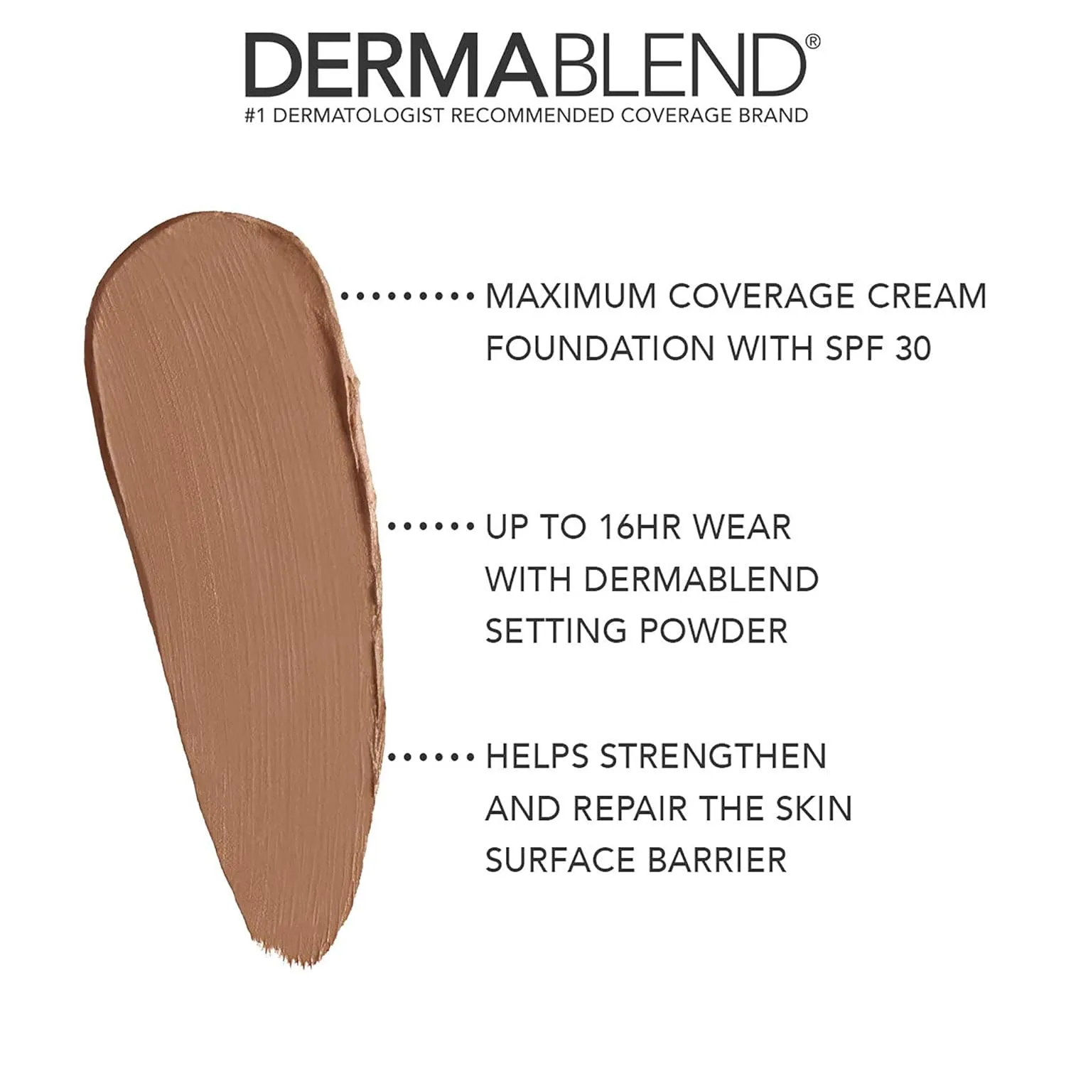 Dermablend Cover Crème Full Coverage Foundation Makeup, Hydrating Cream Concealer for Dark Circles and Blemishes, Maximum Coverage with Mineral Sunscreen SPF 30, 1 OZ