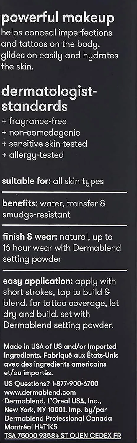 Dermablend Quick-Fix Body Makeup Full Coverage Foundation Stick, Water-Resistant Body Concealer for Imperfections & Tattoos, 0.42 Oz