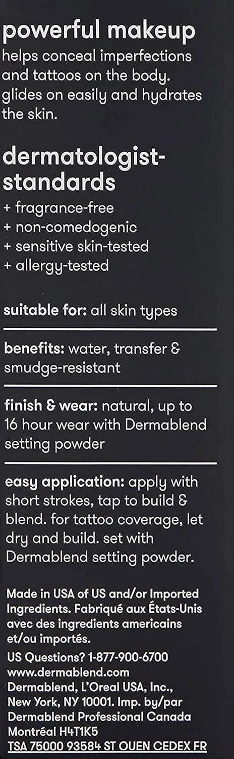 Dermablend Quick-Fix Body Makeup Full Coverage Foundation Stick, Water-Resistant Body Concealer for Imperfections & Tattoos, 0.42 Oz