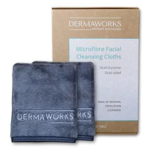 DERMAWORKS Microfiber Face Towels – Soft & Reusable Makeup Remover Cloths – Dual-Action Face Wash Cloths for Gentle Cleansing & Exfoliation – 28cm x 28cm, Pack of 2