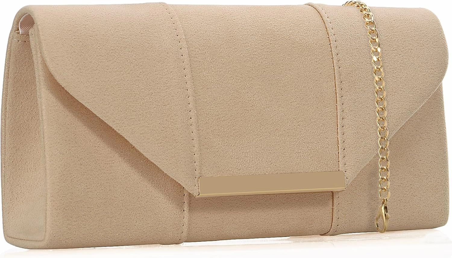 Dexmay Women Faux Suede Envelope Clutch Purse Evening Velvet Handbag Foldover Shoulder Crossbody Bag