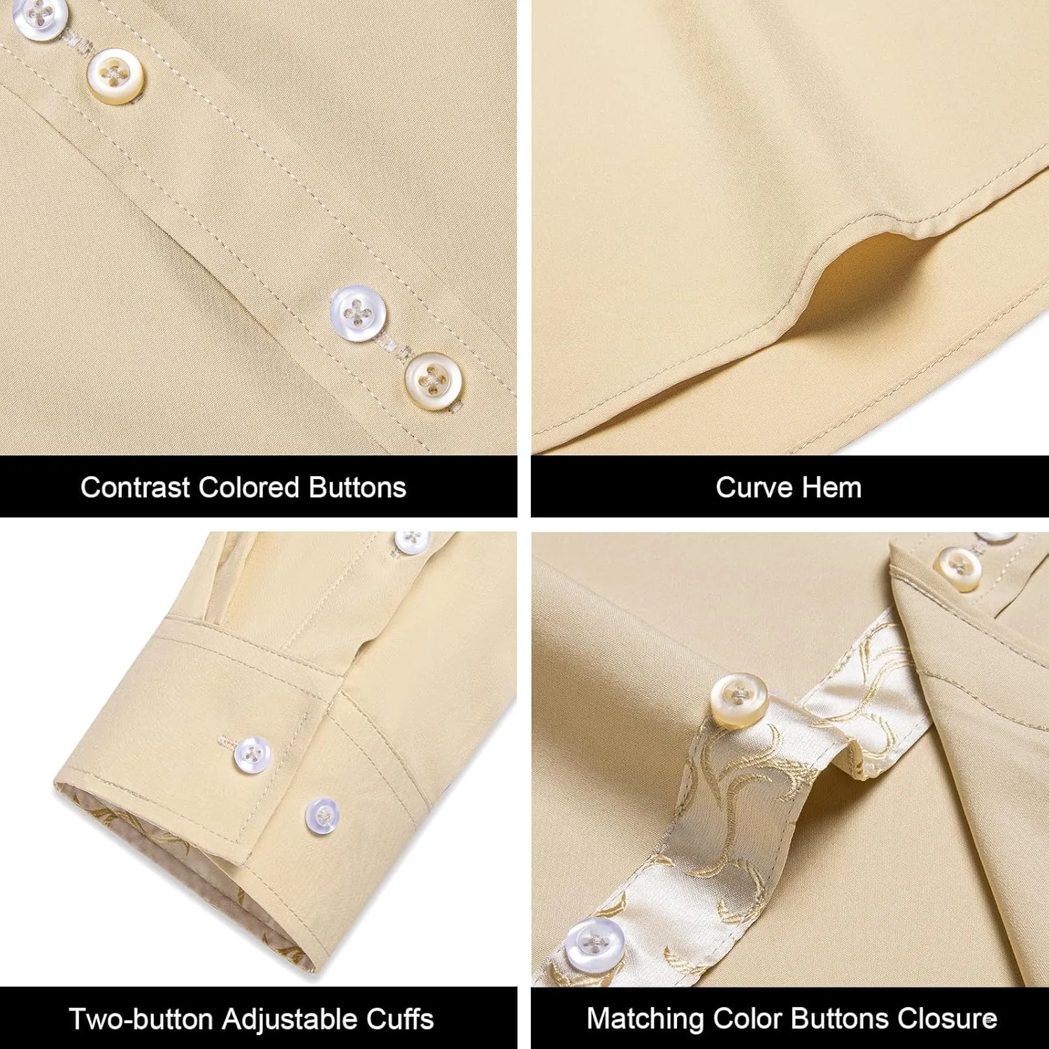 DiBanGu Men's Dress Shirt Long Sleeve Casual Button Down Shirts Regular Fit Inner Contrast Shirt for Business Party