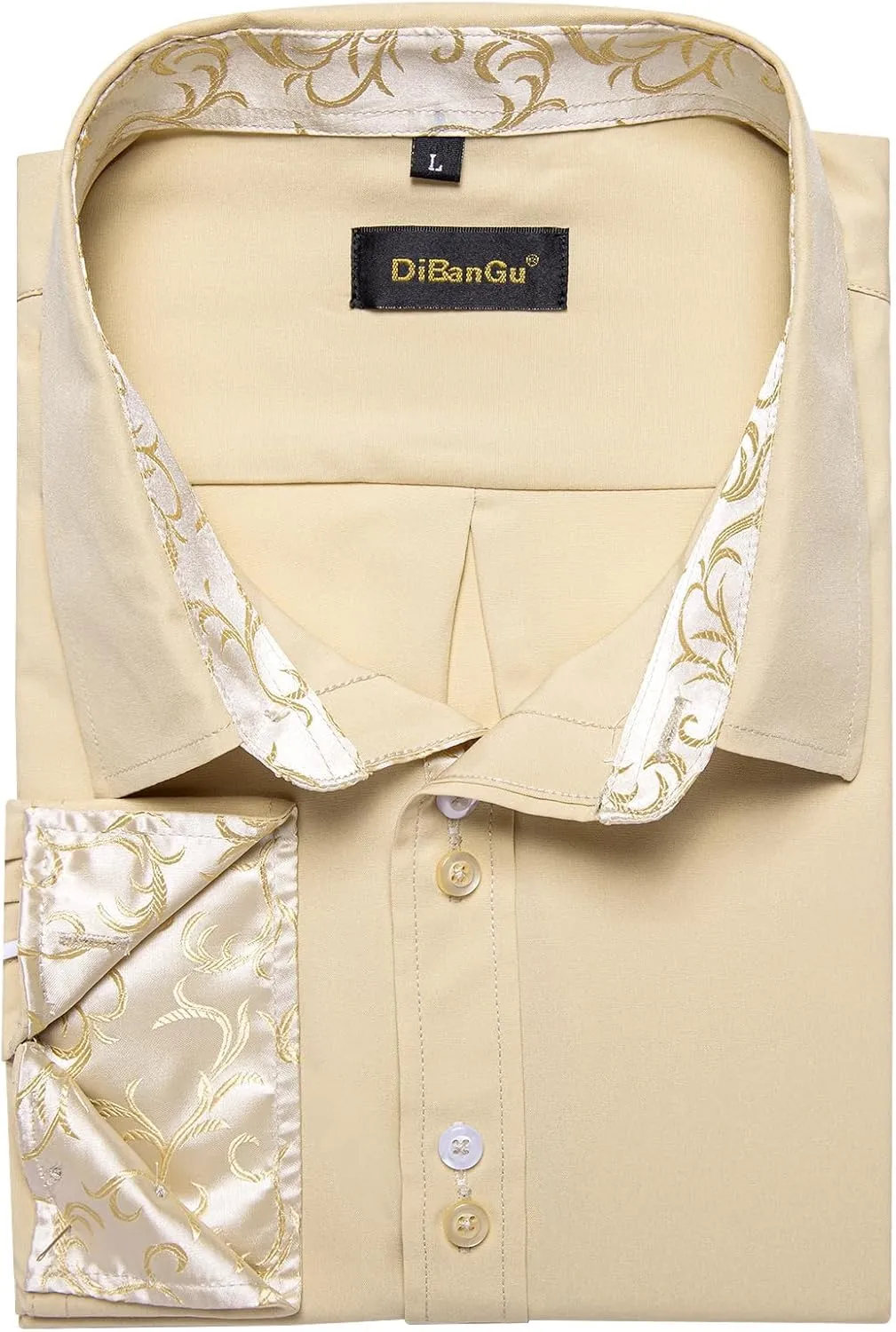 DiBanGu Men's Dress Shirt Long Sleeve Casual Button Down Shirts Regular Fit Inner Contrast Shirt for Business Party
