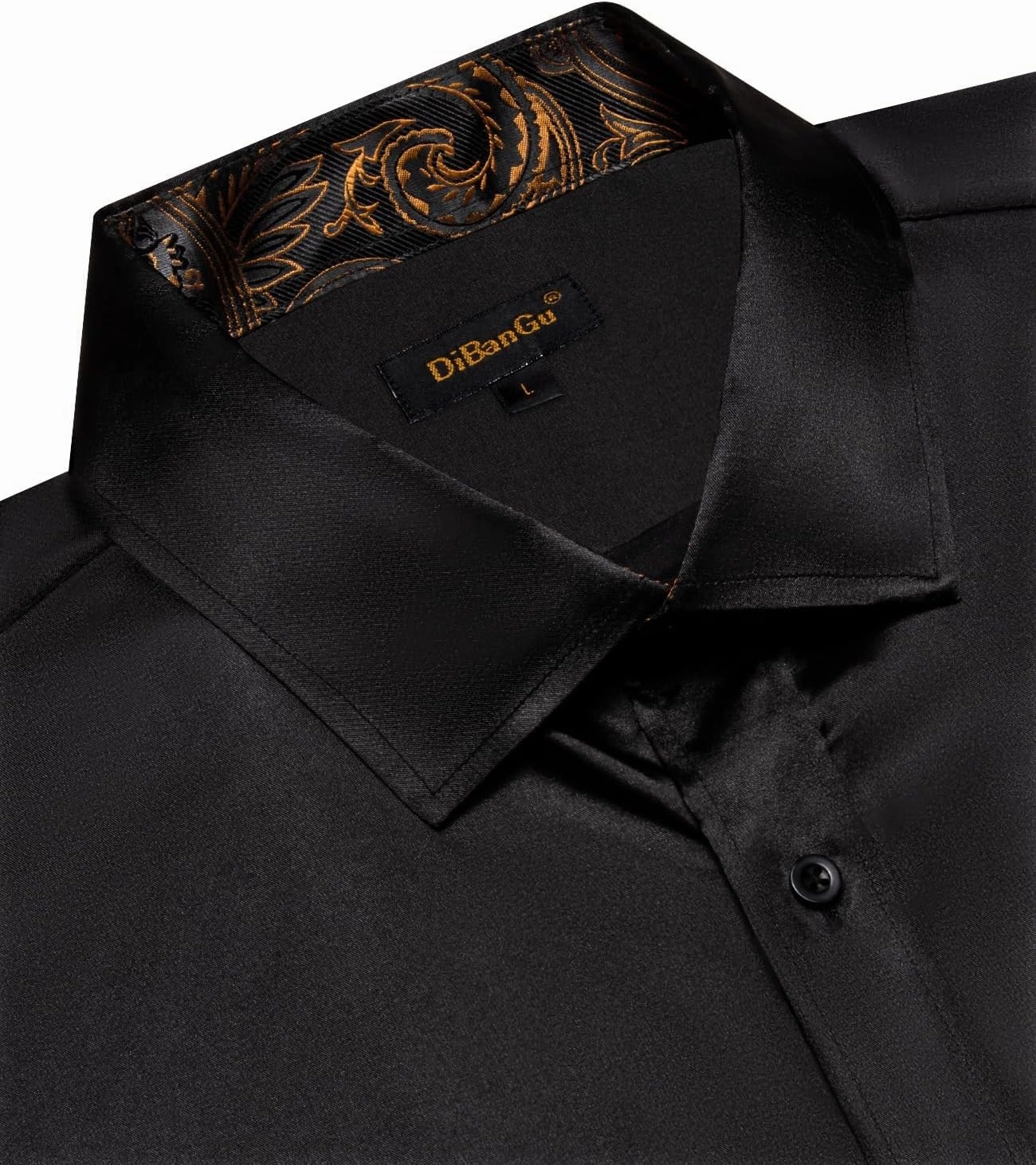DiBanGu Mens Satin Dress Shirts Casual Long Sleeve Button Down Shirt Regular Fit Wrinkle Free Shiny Shirts for Men Party Prom