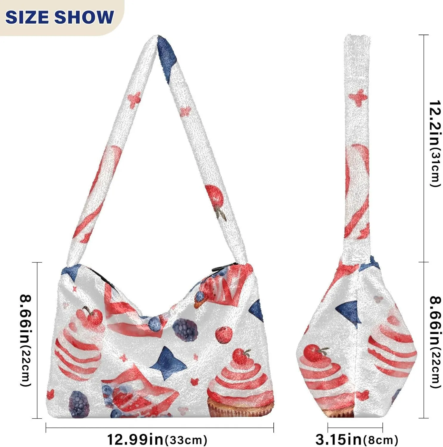 Different Red White Candies Plush Bag, Women Handbags, Shoulder Bags for Women