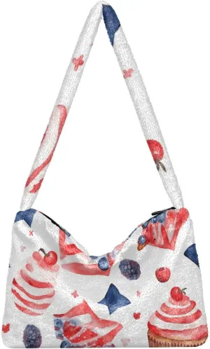 Different Red White Candies Plush Bag, Women Handbags, Shoulder Bags for Women