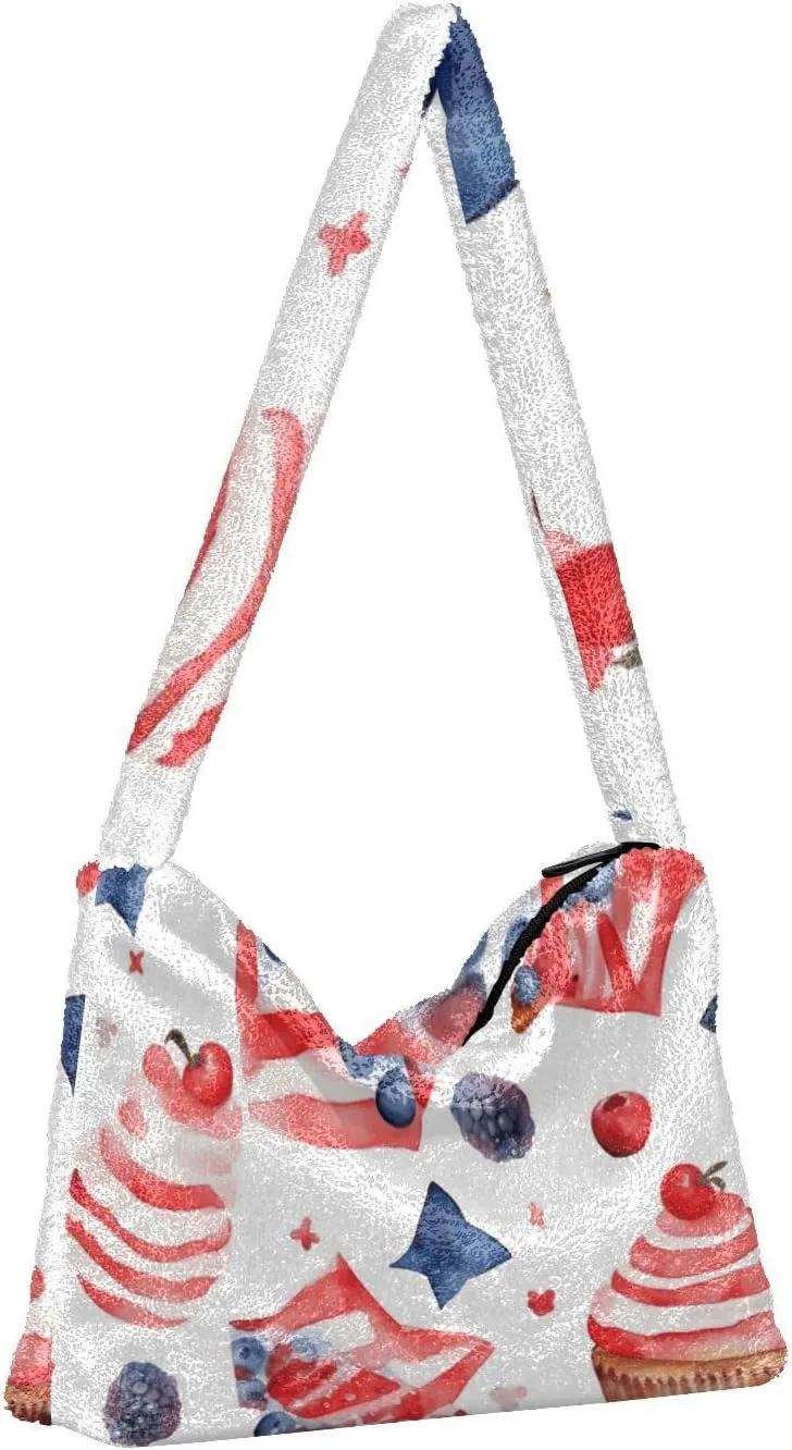 Different Red White Candies Plush Bag, Women Handbags, Shoulder Bags for Women