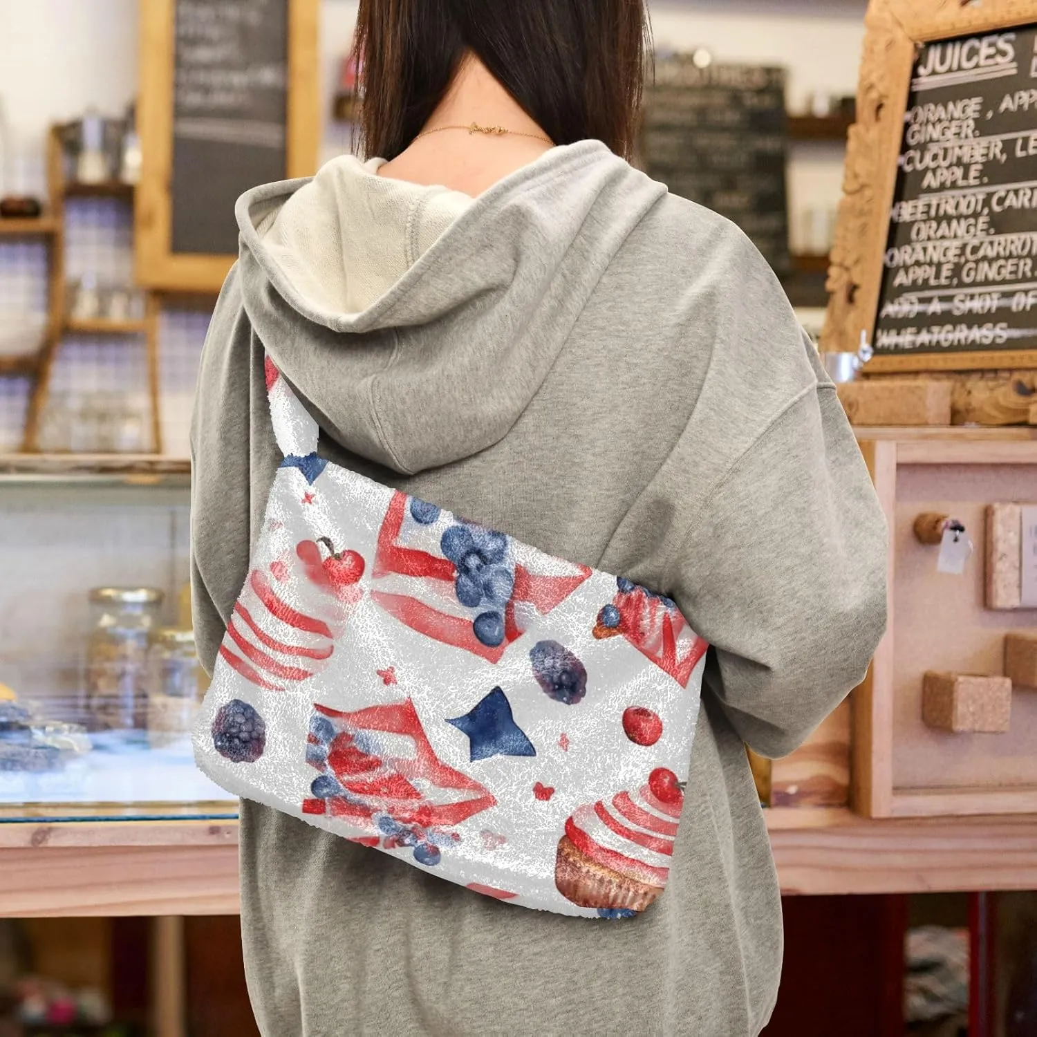 Different Red White Candies Plush Bag, Women Handbags, Shoulder Bags for Women