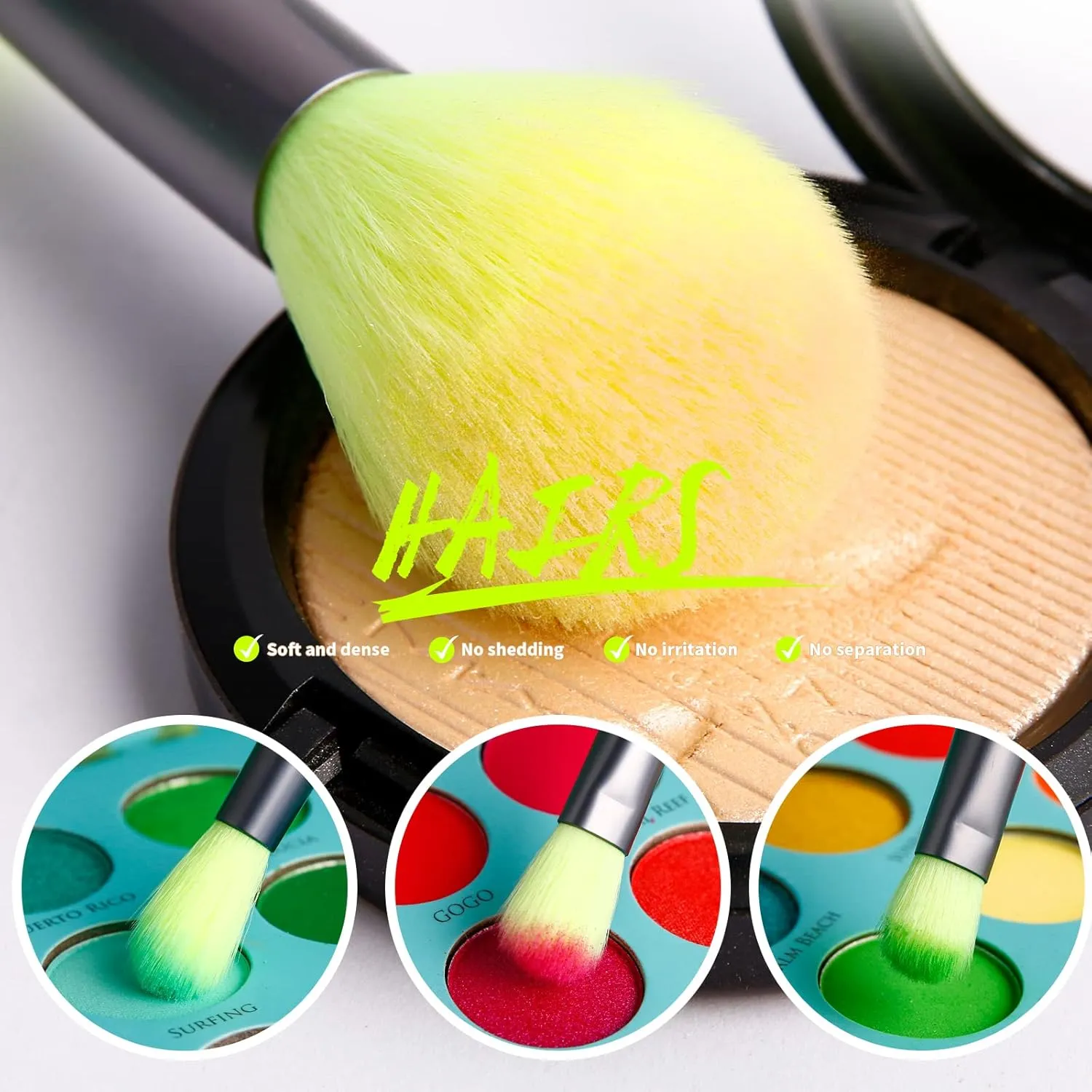 Docolor Makeup Brushes Set 15Pcs Professional Make Up Brushes Premium Gift Synthetic Kabuki Foundation Brush Blending Face Powder Blush Concealers Eye Shadows Professional Makeup Brush Set, Neon Green