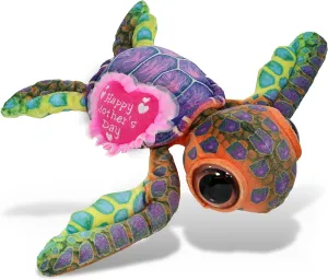 DolliBu Happy Mother's Day Super Soft Plush Colorful Sea Turtle - Cute Stuffed Animal Present With Pink Heart Message for Best Mommy, Grandma, Wife, Daughter - Cute Ocean Life Plush Toy Gift - 10 Inch