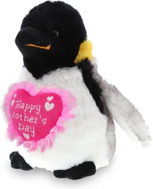 DolliBu Happy Mother's Day Super Soft Plush Emperor Penguin - Cute Stuffed Animal Present with Pink Heart Message for Best Mommy, Grandma, Wife, Daughter - 6" Inches