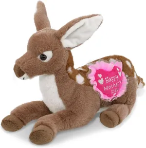 DolliBu Happy Mother's Day Super Soft Plush Fawn Deer - Cute Stuffed Animal Present with Pink Heart Message for Best Mommy, Grandma, Wife, Daughter - Cute Wild Life Plush Toy Gift - 10 Inches