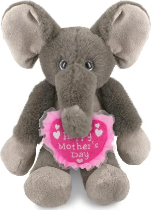 DolliBu Happy Mother's Day Super Soft Plush Long Leg Elephant - Cute Stuffed Animal Present with Pink Heart Message for Best Mommy, Grandma, Wife, Daughter - Safari Life Plush Toy Gift - 10.5 Inch