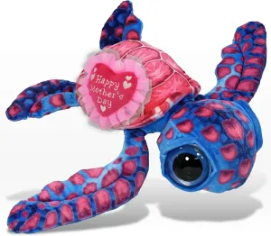 DolliBu Happy Mother's Day Super Soft Plush Pink Sea Turtle - Cute Stuffed Animal Present with Pink Heart Message for Best Mommy, Grandma, Wife, Daughter - Cute Ocean Life Plush Toy Gift - 10 Inch