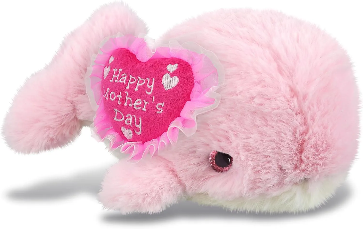 DolliBu Happy Mother's Day Super Soft Plush Pink Whale Small - Cute Stuffed Animal Present with Pink Heart Message for Best Mommy, Grandma, Wife, Daughter - Cute Ocean Life Plush Toy Gift - 7 Inches