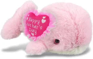 DolliBu Happy Mother's Day Super Soft Plush Pink Whale Small - Cute Stuffed Animal Present with Pink Heart Message for Best Mommy, Grandma, Wife, Daughter - Cute Ocean Life Plush Toy Gift - 7 Inches