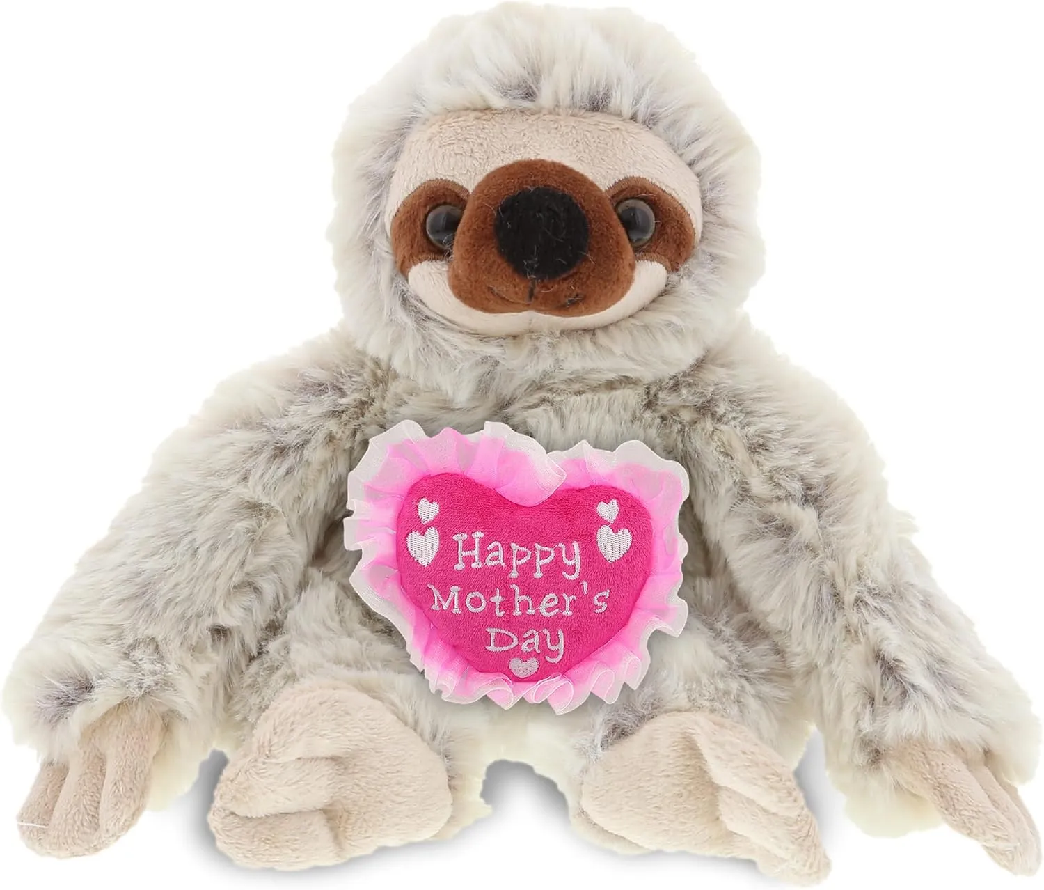 DolliBu Happy Mother's Day Super Soft Plush Sloth - Cute Stuffed Animal Present with Pink Heart Message for Best Mommy, Grandma, Wife, Daughter - Cute Wild Life Plush Toy Gift - 7.5 Inches