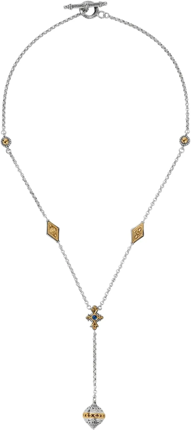 Dome Silver and 18K Gold Blue Spinel Necklace KOKJ493-478