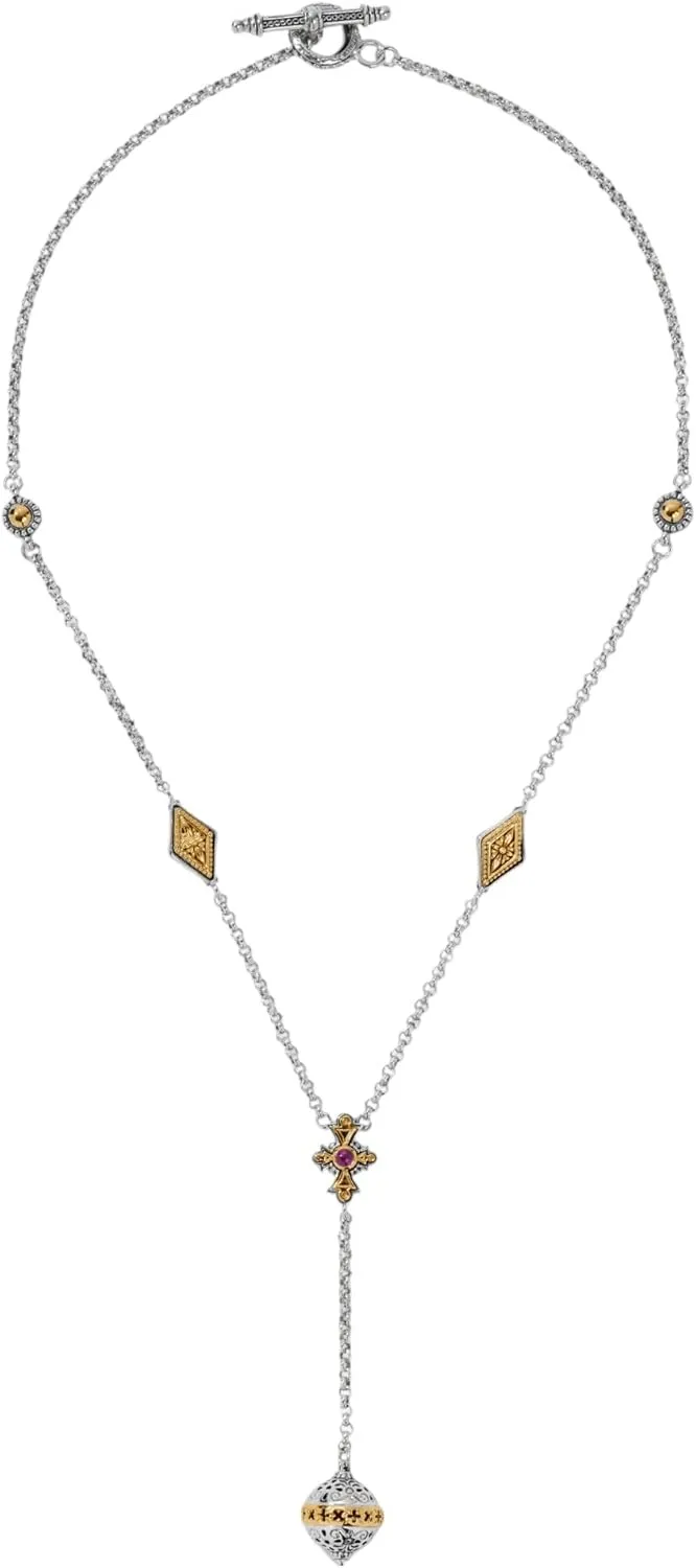 Dome Silver and 18K Gold Corundum Necklace KOKJ493-538