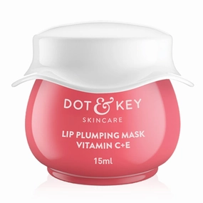 Dot.'&'Key Dot&Key Lip Plumping Mask With Shea Butter&Vitamin C   E For Naturally Glowing Lips|Smoothes Flaky&Dry Lips|Lip Mask For Soft,Smooth&Plump Lips| (Lingonberry) | 15Ml, Fl Oz 0.5