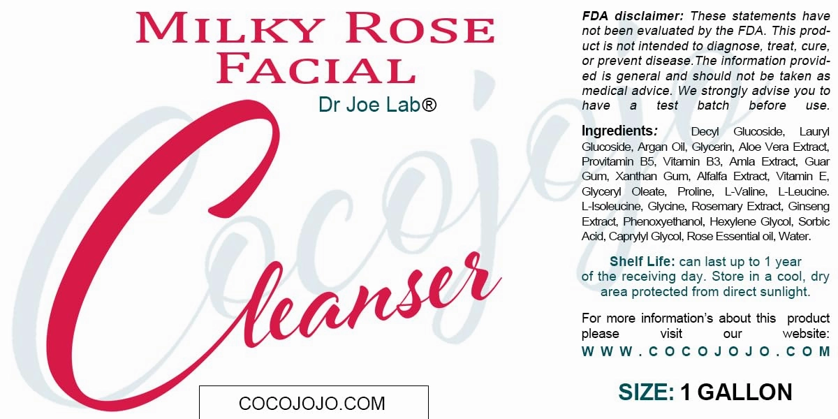 Dr Joe Lab Milky Rose Foaming Facial Cleansing Gel - Hydrating, Makeup Remover Face Body Wash Cleanser with Vitamin E Argan Glycerin Paraben & Sulfate-Free - Packaging May Vary (1 Gallon, 128oz)