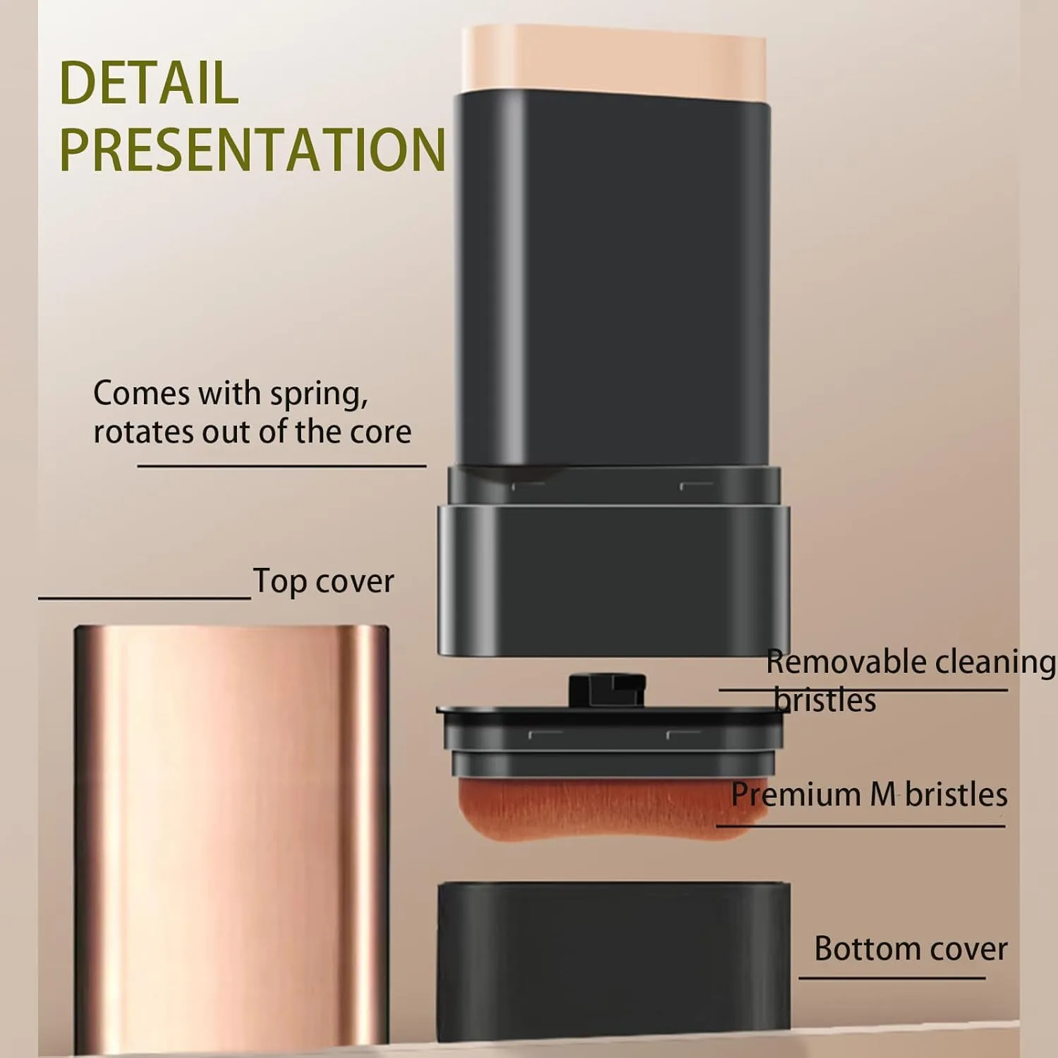 Dual Ended Eraser Foundation Stick, Foundation Brush for Liquid Makeup, 2 in 1- Luxury Anti-Wrinkle Foun-dation Stickwith Brush Full Coverage, Double Head 𝗙𝗼𝘂𝗻𝗱𝗮𝘁𝗶𝗼𝗻 Stick (2PC Nature)