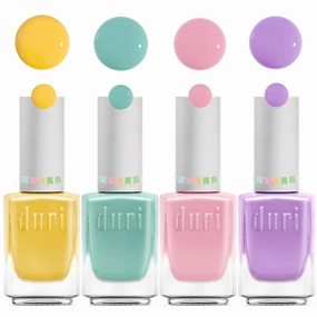 duri Nail Polish Set 4 Pack, Yellow Pink Green Purple Neon Pastel Nail Polish Kit, DIY Regular Nail Polish, Nail Art Salon Home Manicure, Spring Mothers Day Gift Idea