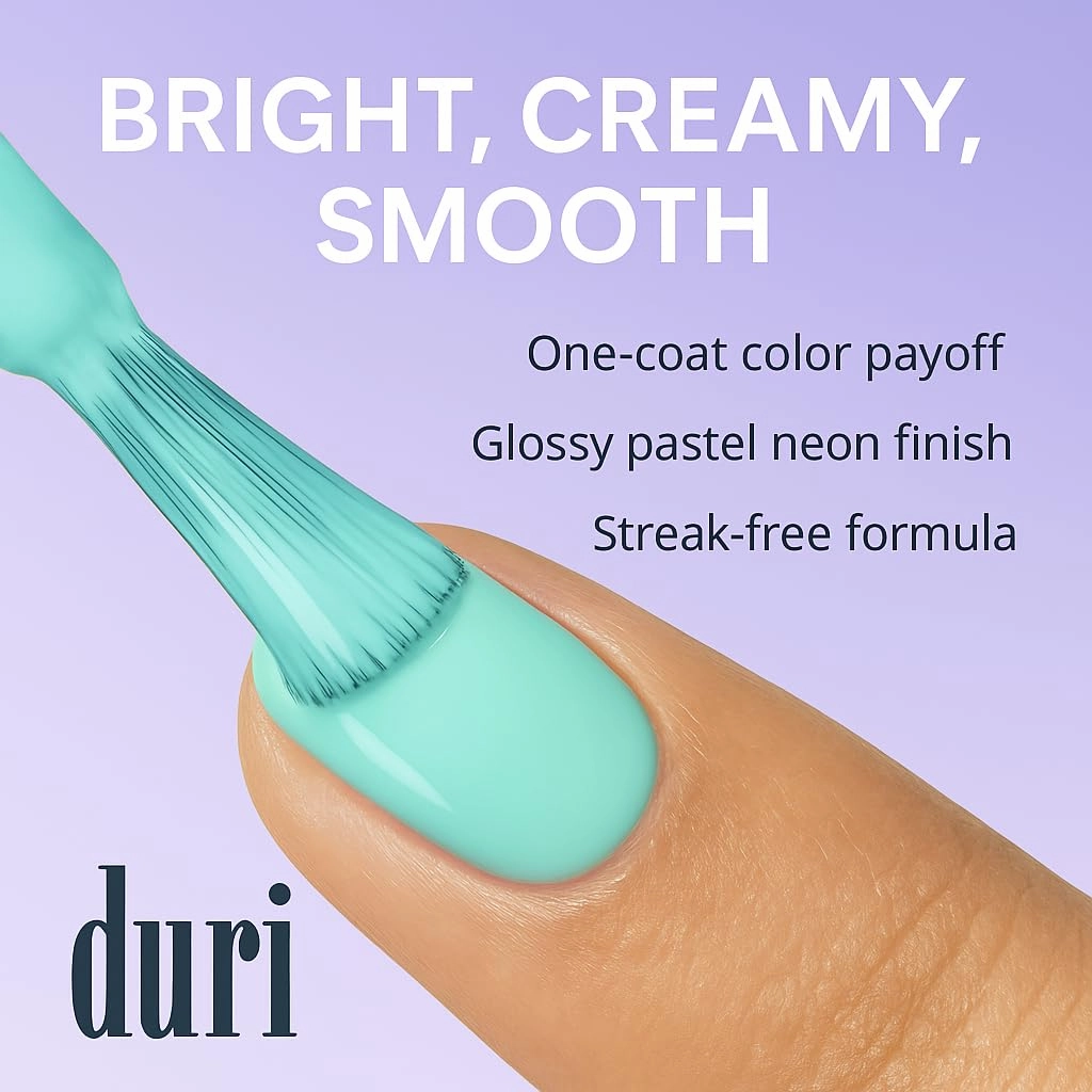 duri Nail Polish Set 4 Pack, Yellow Pink Green Purple Neon Pastel Nail Polish Kit, DIY Regular Nail Polish, Nail Art Salon Home Manicure, Spring Mothers Day Gift Idea